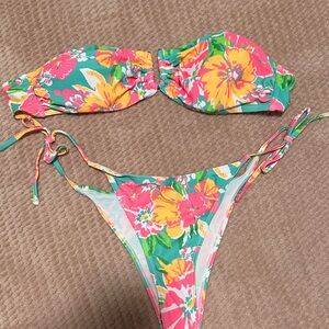 Floral Bikini Set with Yellow and Pink Flowers
